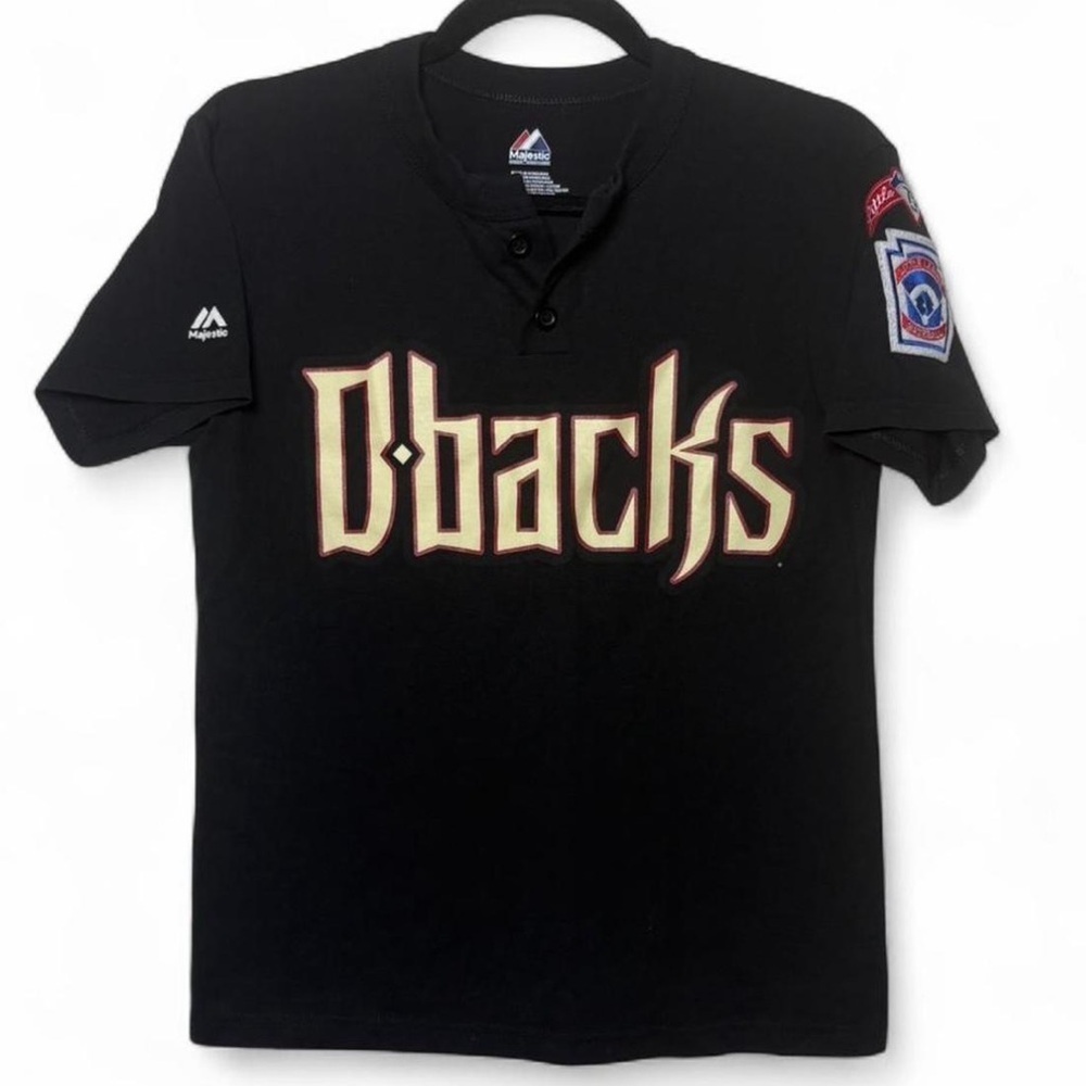 Majestic D-Backs Youth Large Baseball Jersey Shirt Black #13 Patches